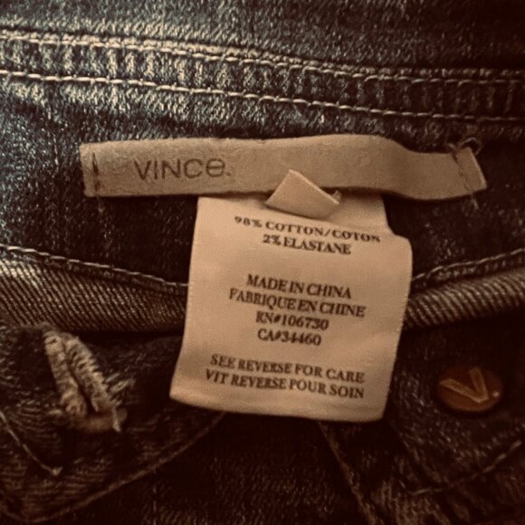 VINCE Denim Jacket Womens Distressed Sz Large Engineer Wash Western - Picture 2 of 6